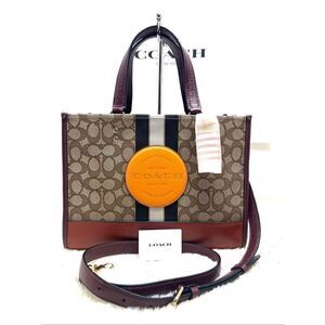 🔥🎁NWT! Coach Dempsey Carryall Handbag Sig Jacquard Stipe 4113 Msrp:$378.0